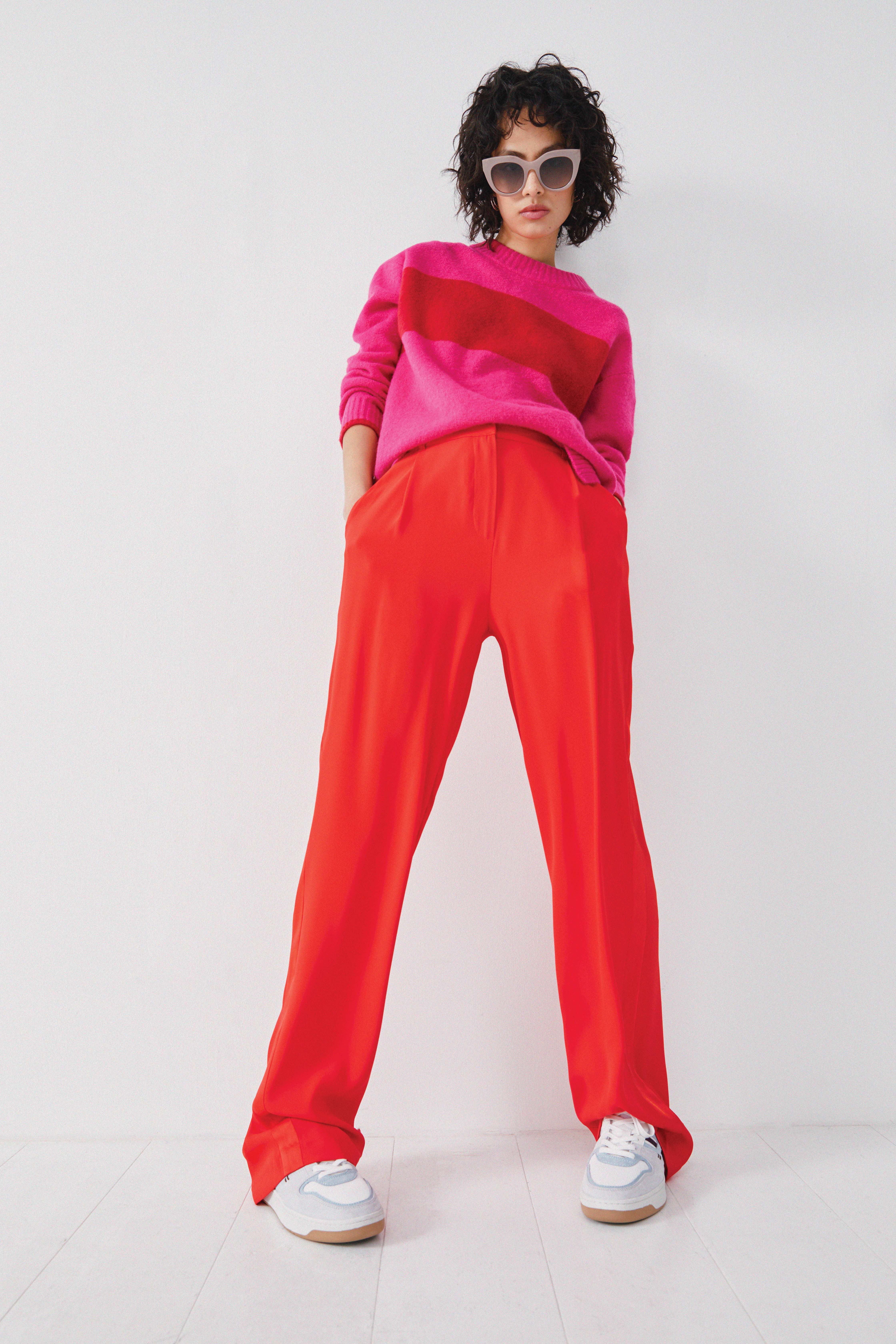 Zara red hotsell wide leg trousers