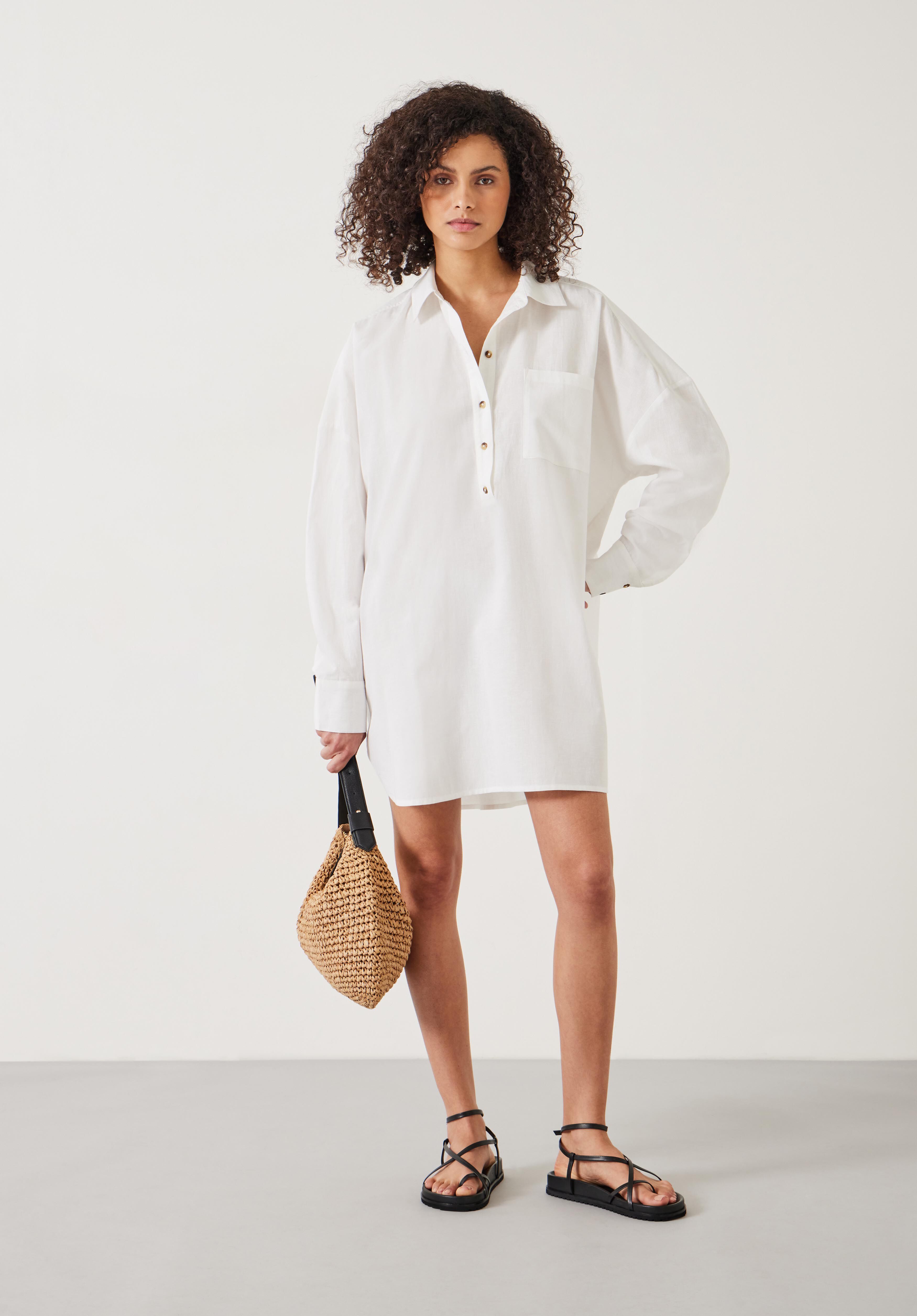 Skye Mini Beach Shirt Dress White hush
