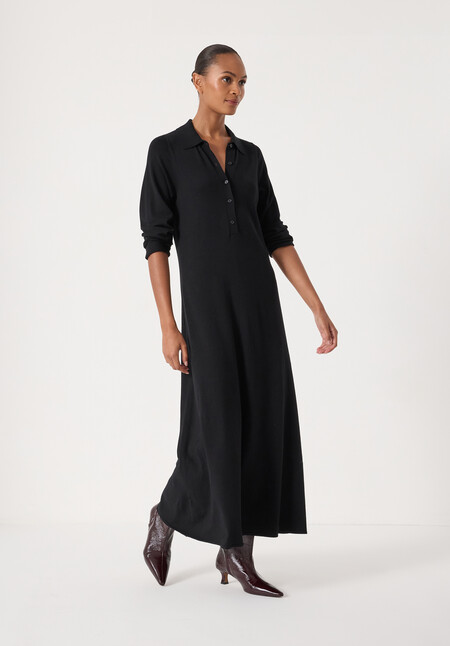 Polo Neck Knitted Midi Dress
