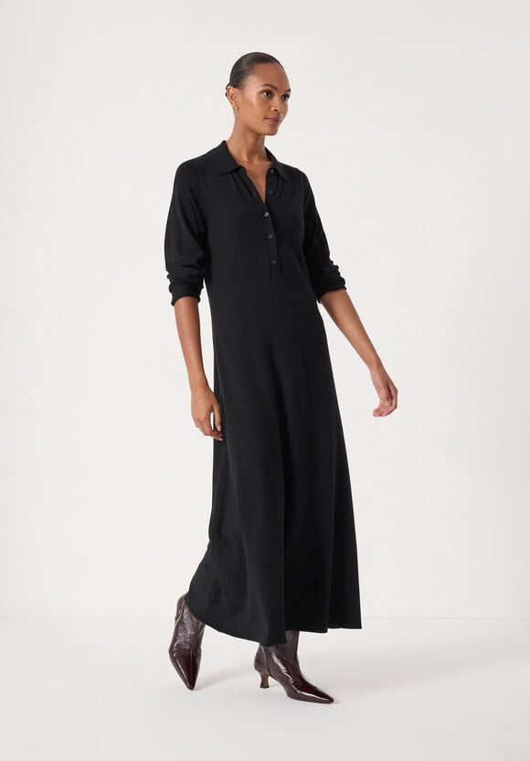 Polo Neck Knitted Midi Dress