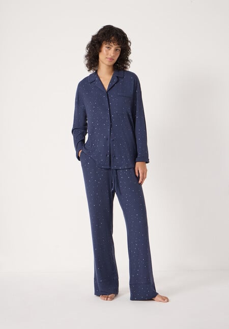 Ribbed Modal Star Printed Pyjamas