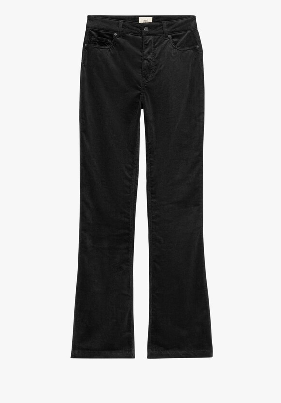 Sable Cord Slim Flare Trousers | Black | hush