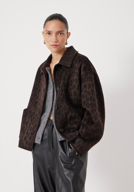 Pure Wool Leopard Double Faced Jacket