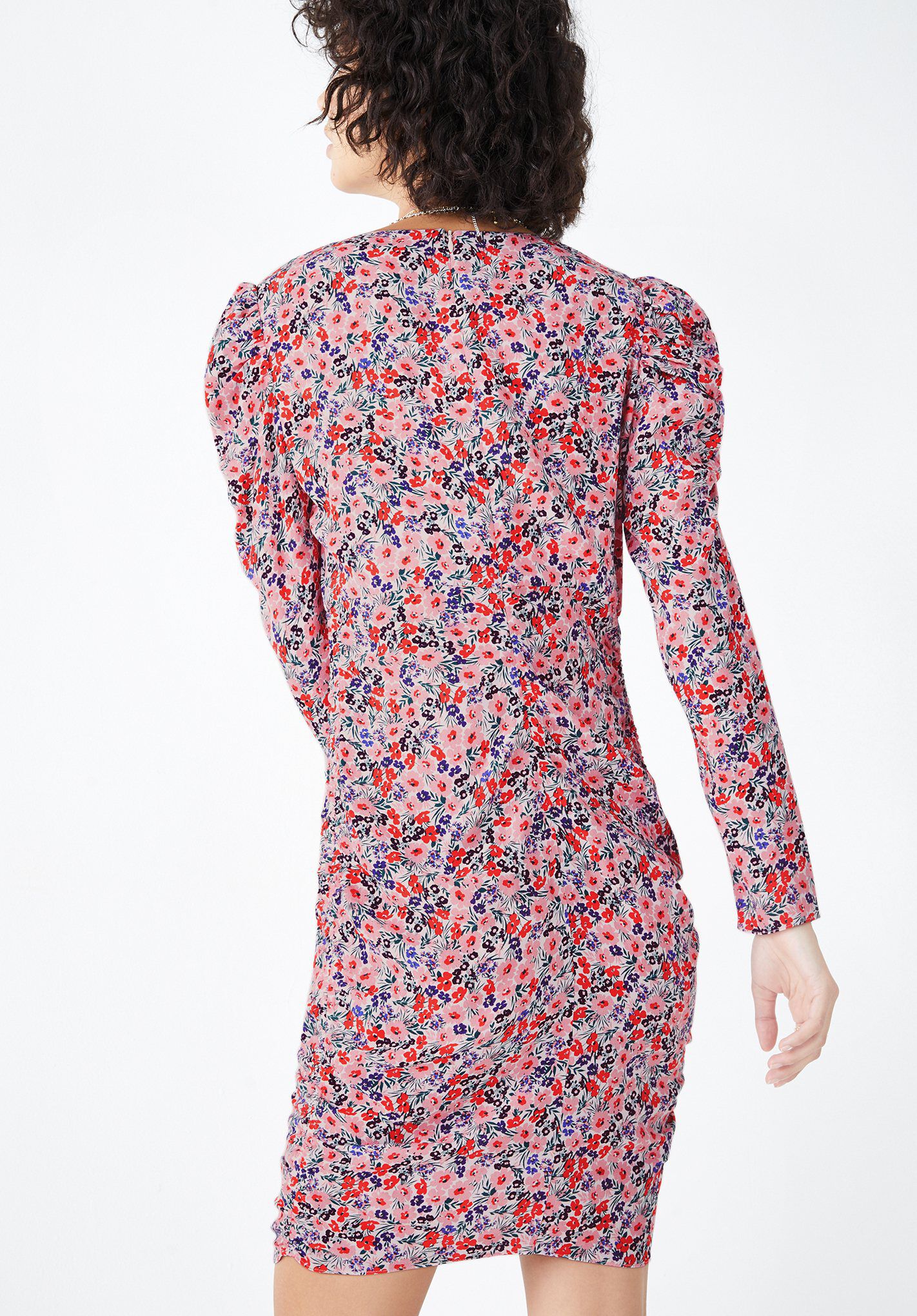 FETICO GATHERED PHALAENOPSIS PRINT DRESS-