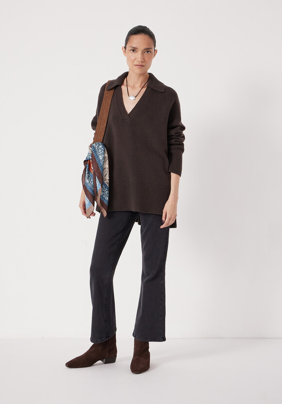 Collar Long Line Merino Jumper