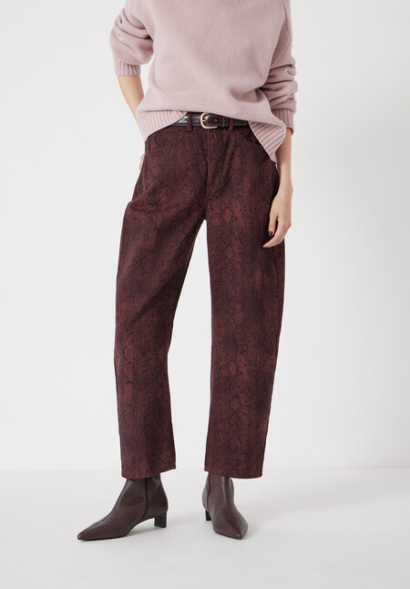 Cordelia Barrel Leg Snake Print Jeans