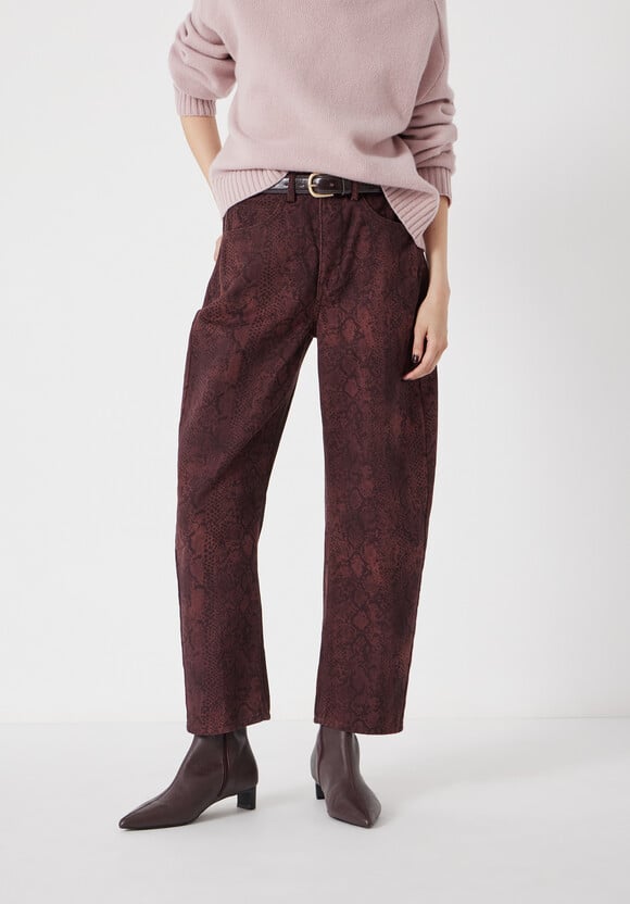 Cordelia Barrel Leg Snake Print Jeans