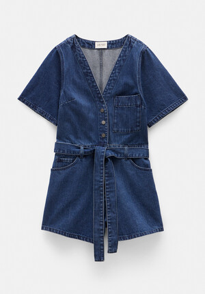 V Neck Denim Playsuit