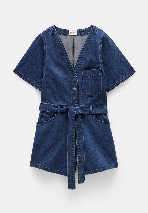 V Neck Denim Playsuit