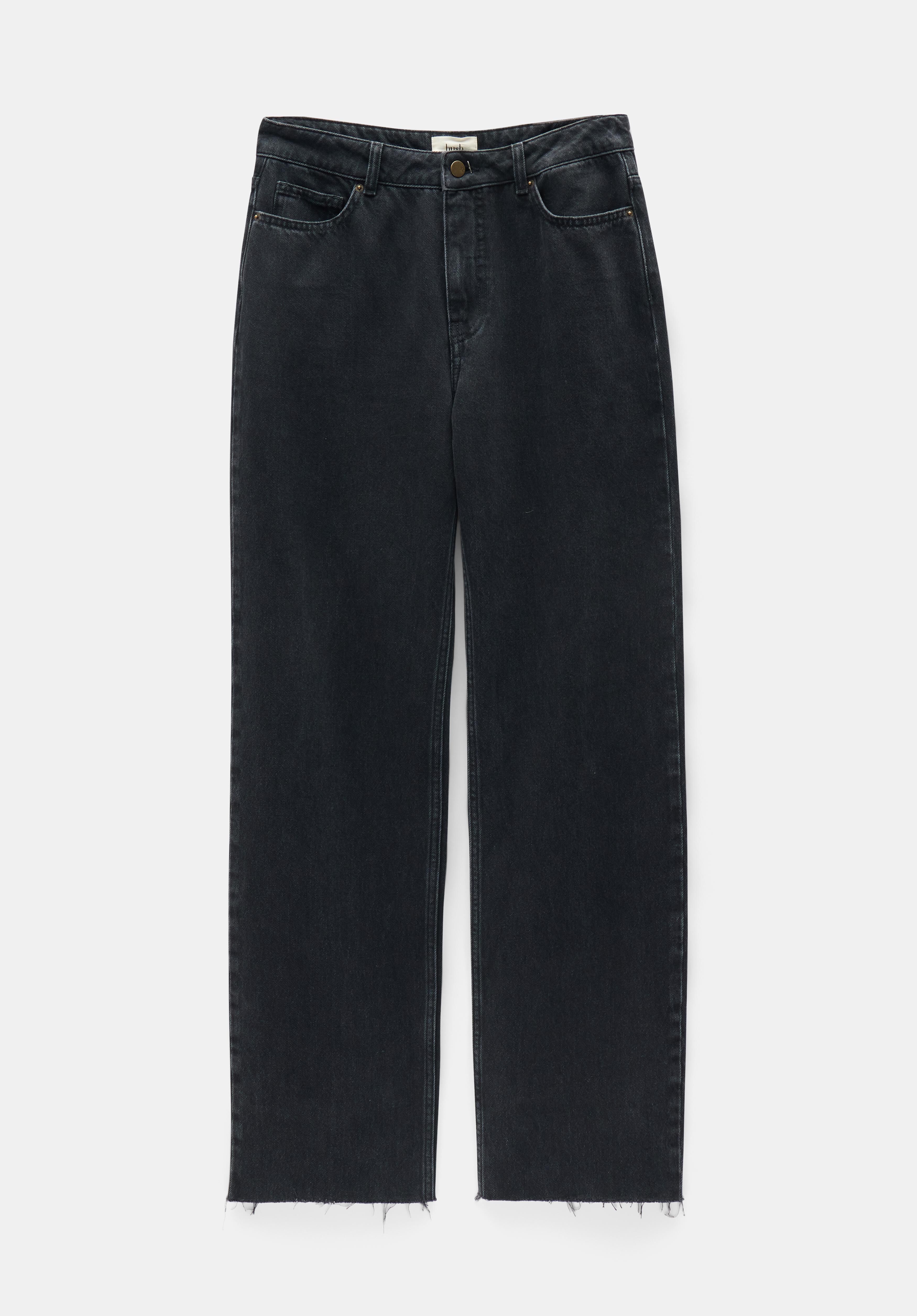 Lenny Coated Jeans Straight Leg Jeans Black hush