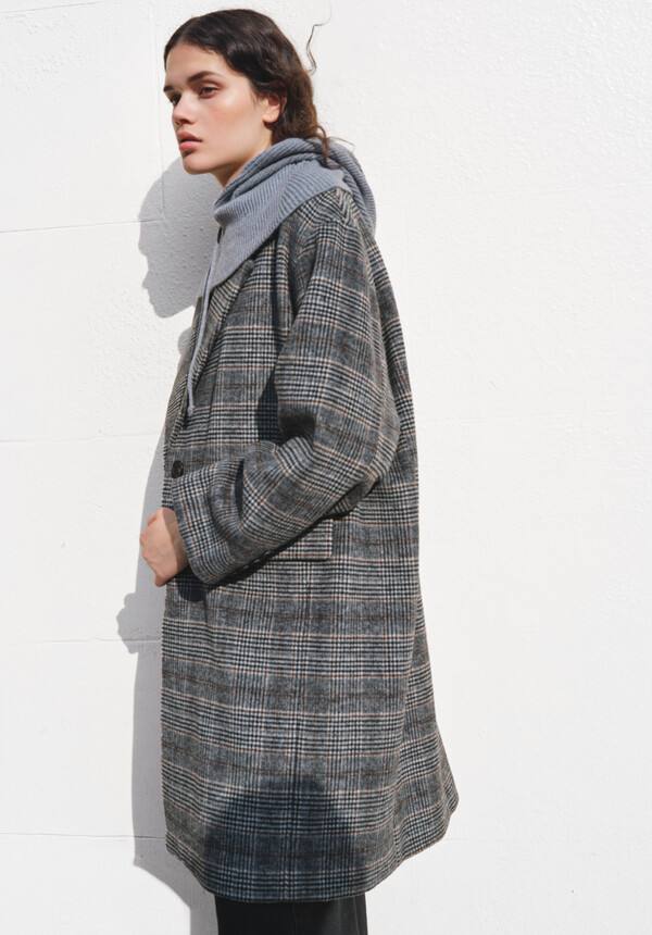 Nell Relaxed Wool Blend Check Coat | Black/Brown | hush