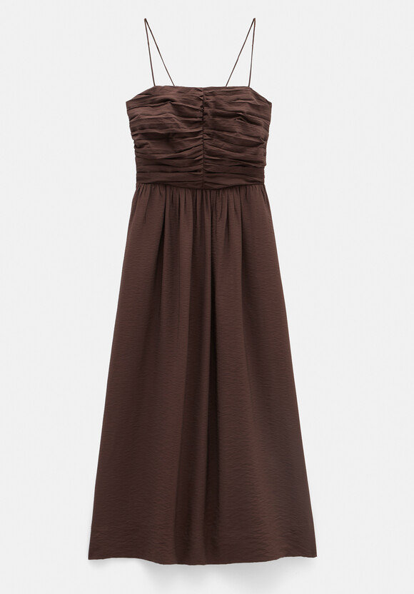 Air Flow Strappy Gathered Midi Dress