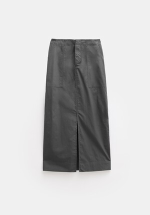 Lightweight Cotton Column Midi Skirt