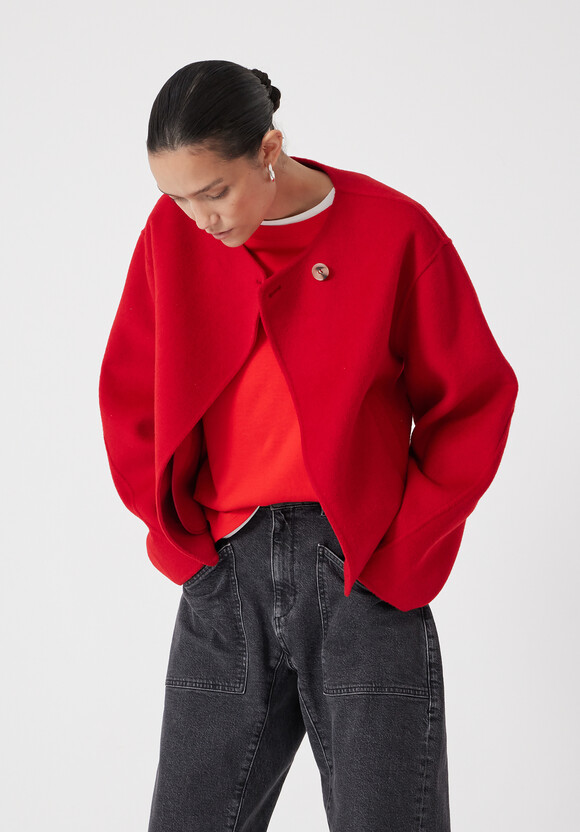 Pure Wool Double Faced Collarless Jacket