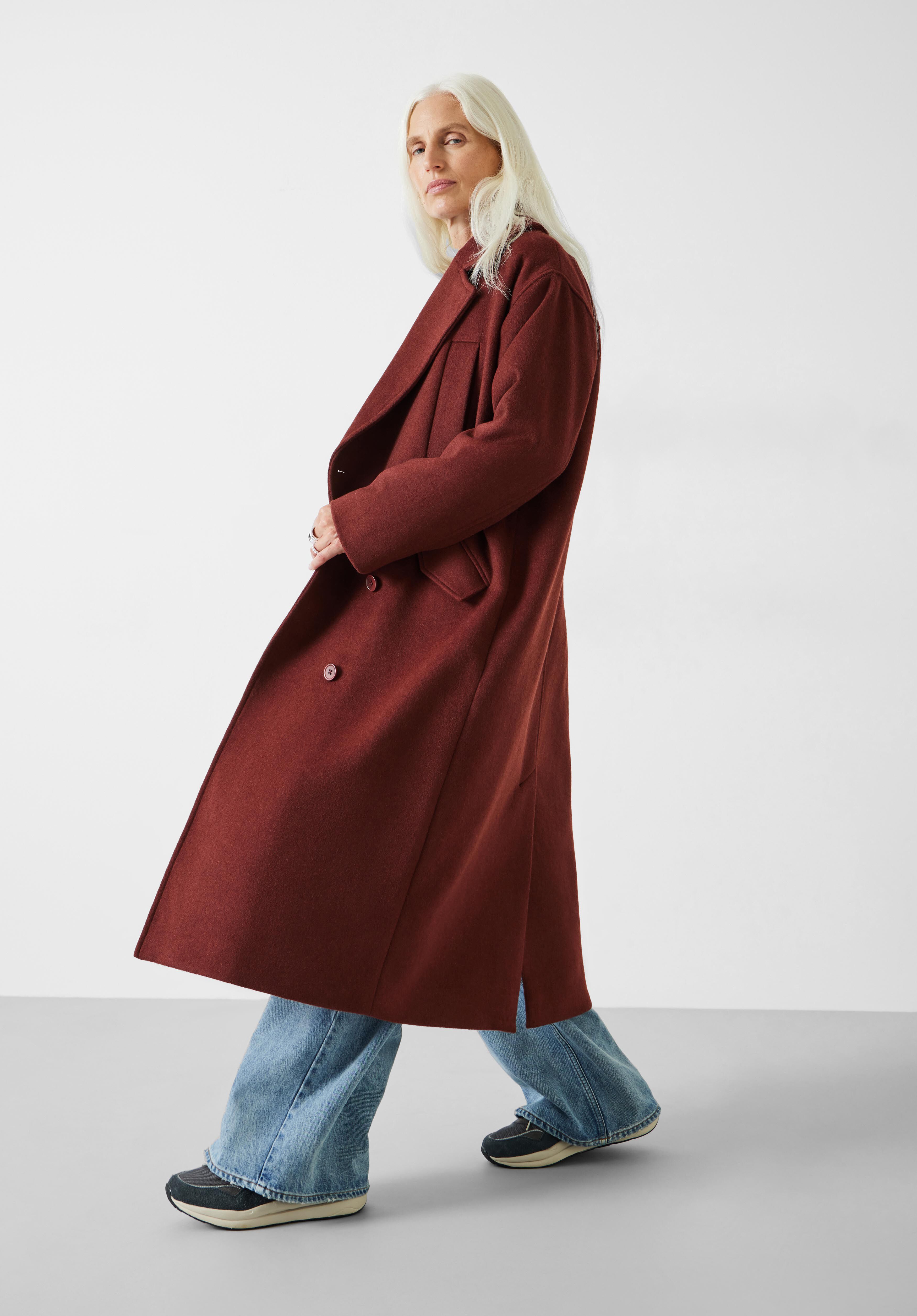 Maddie Cocoon Relaxed Wool Blend Coat Brown hush
