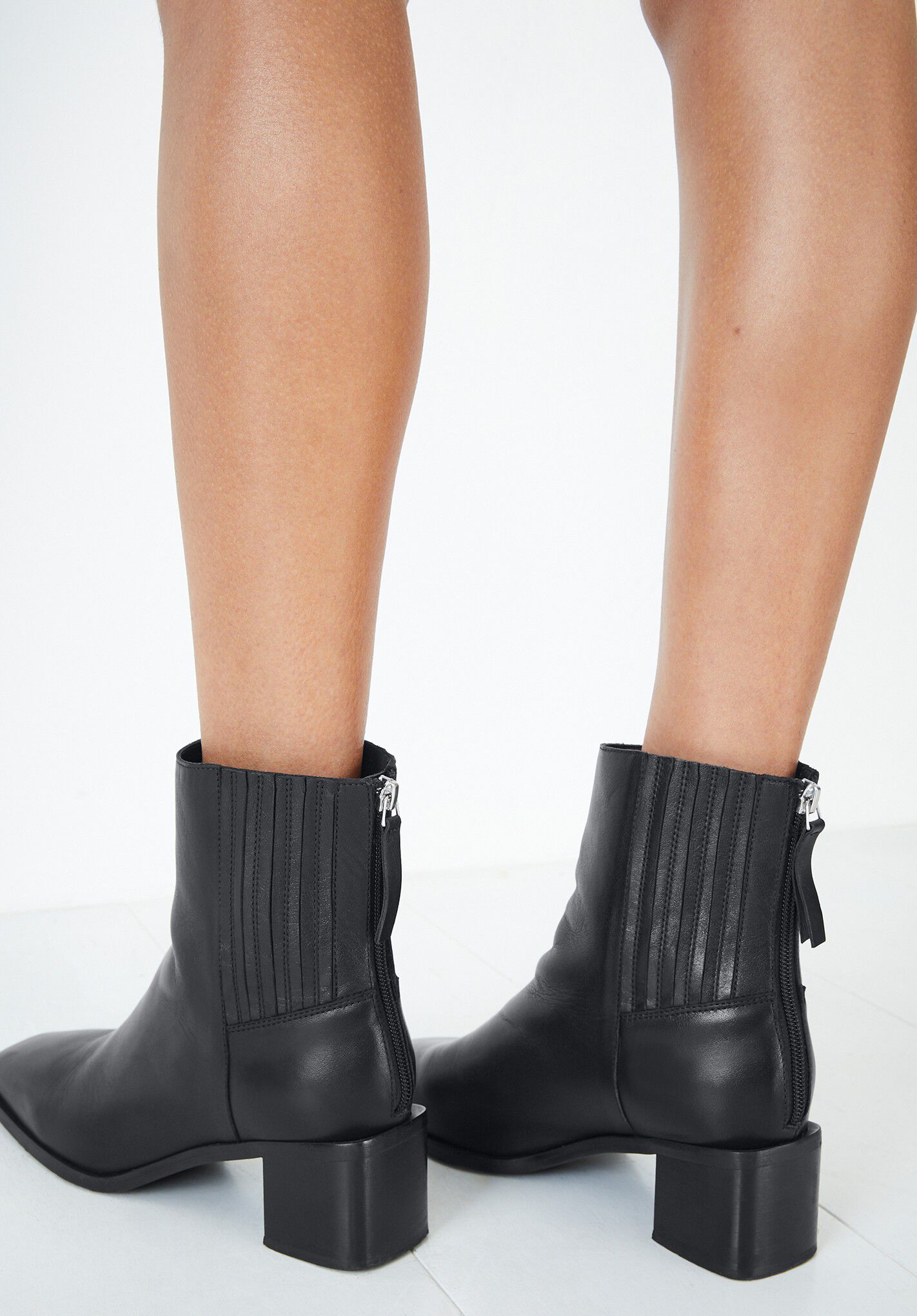 Square toe black booties cheap
