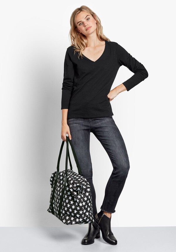Long Sleeve V Neck Cotton Tee
