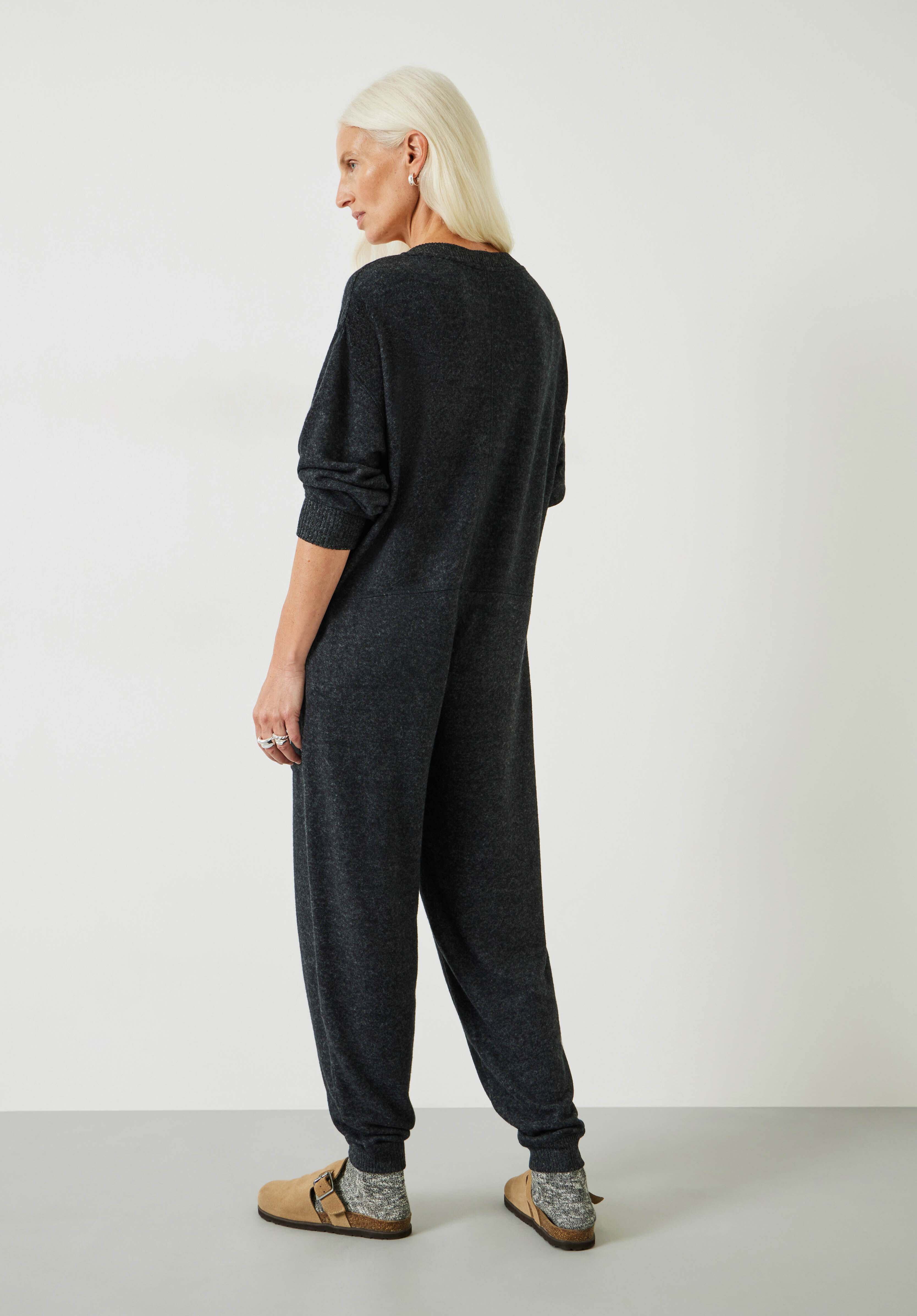 Elle Supersoft V Neck Onesie Grey Onesie Charcoal Marl hush