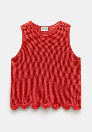 Adelina Crochet Scallop Edge Knitted Tank