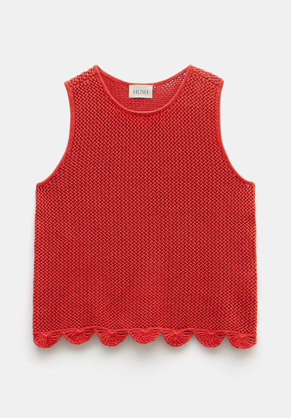 Adelina Crochet Scallop Edge Knitted Tank