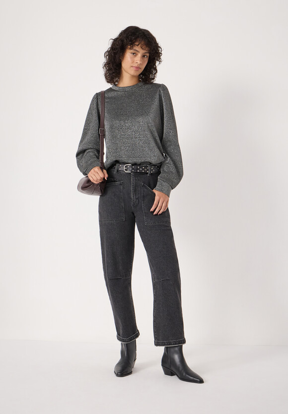 Emily Sparkle Puff Sleeve Jersey Top