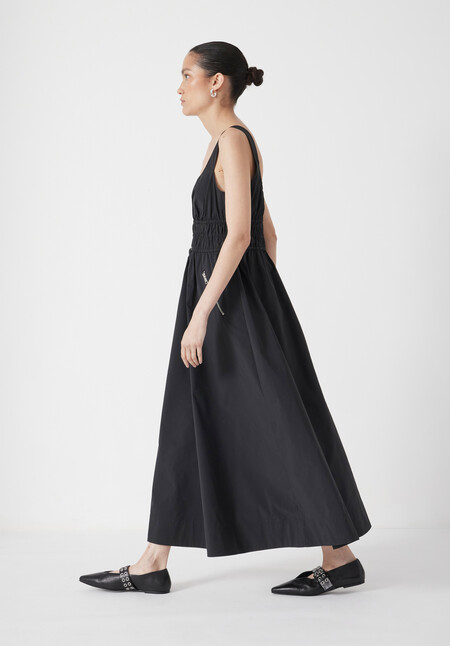 Technical Gathered Midi Dress