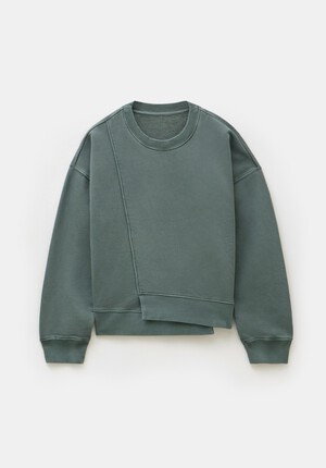 Asymmetric Layered Washed Sweatshirt
