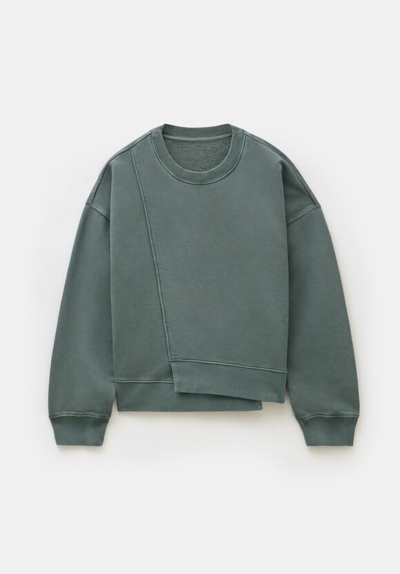 Asymmetric Layered Washed Sweatshirt