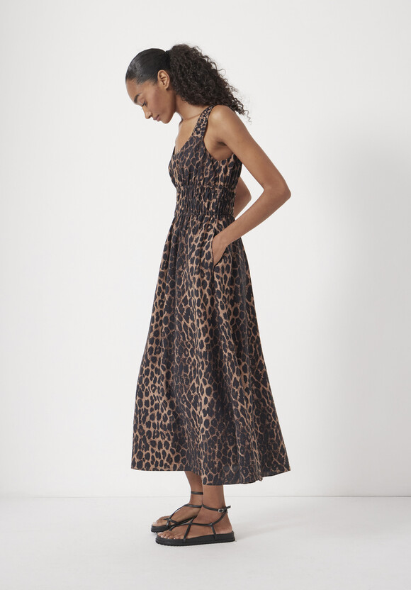 Air Flow Gathered Straps Midi Dress