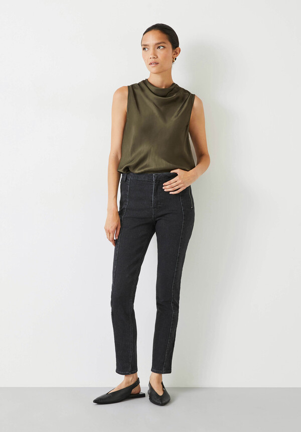 Seamed Detail Biker Jeans