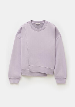 Asymmetric Layered Washed Sweatshirt