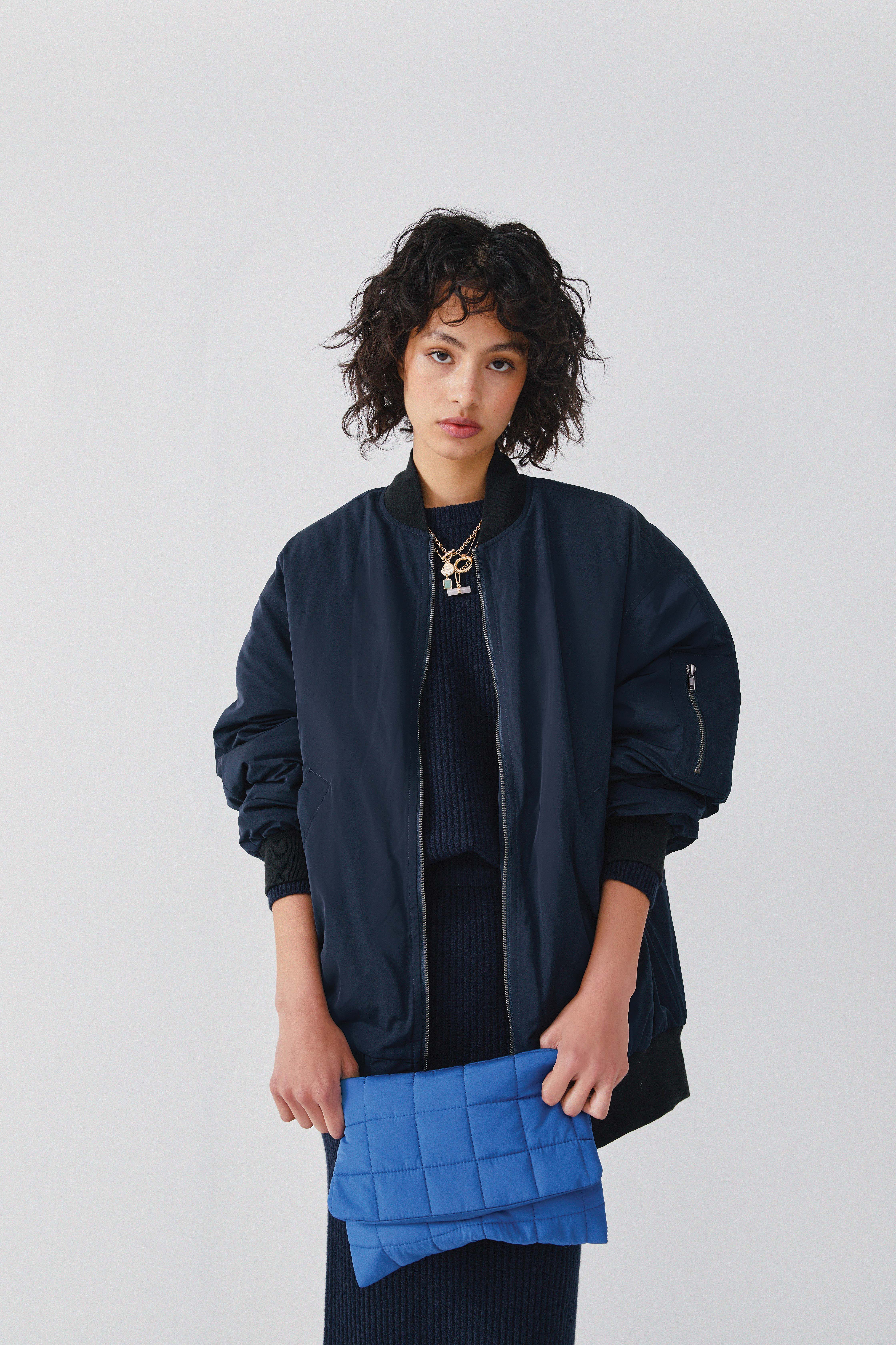 Midnight blue bomber jacket hotsell