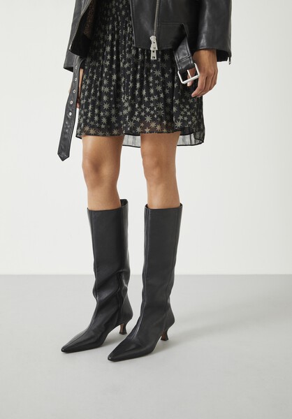 Camila Leather Kitten Heel Knee Boots