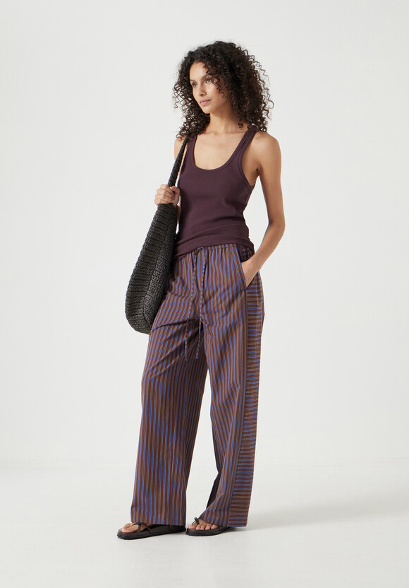 Cotton Stripe Pull On Trousers