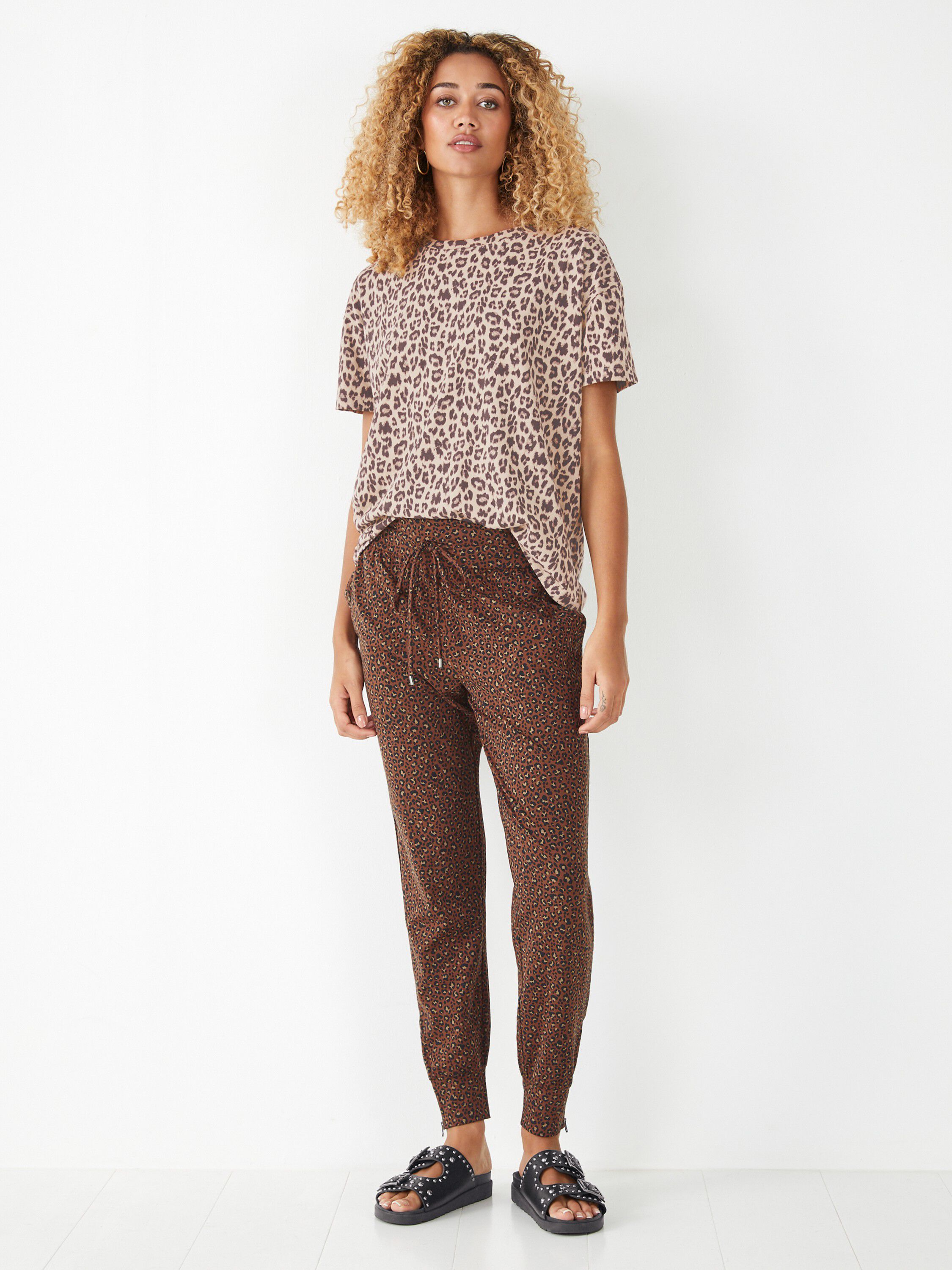 Leopard shop print joggers