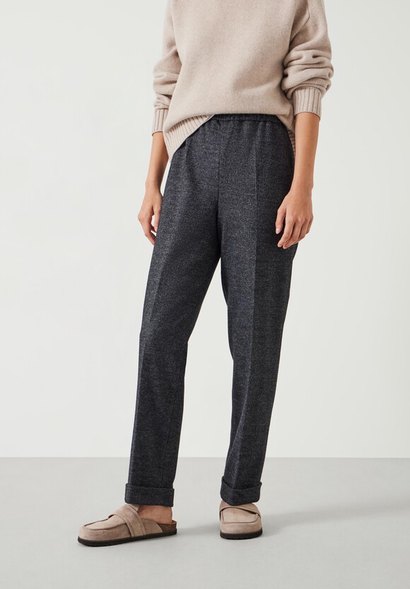 Eliz Slim Wool Blend Check Trousers