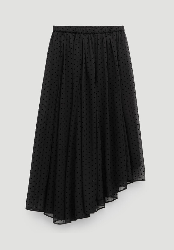 Asymmetrical Flocked Spot Skirt