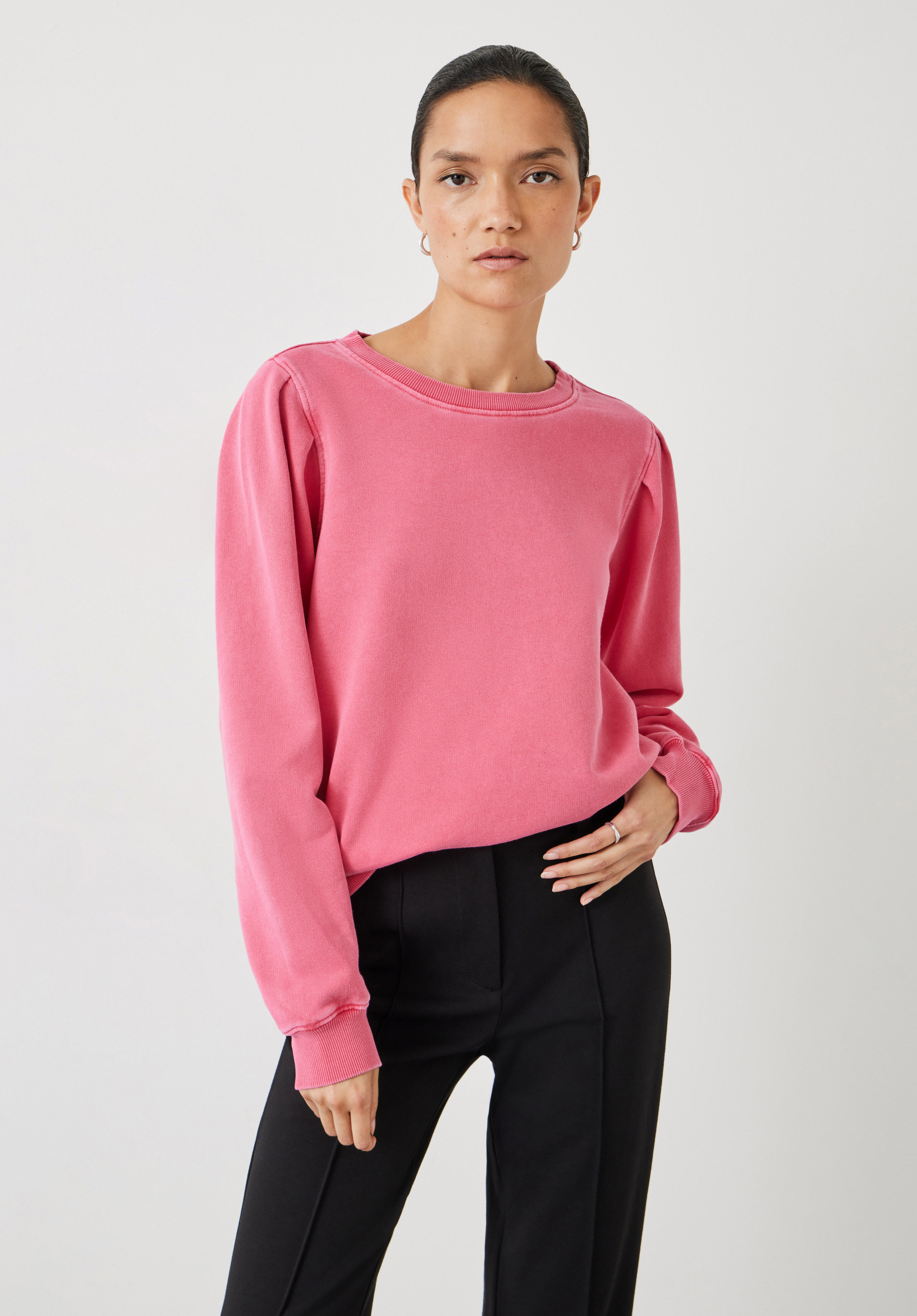 Minerva Pleat Sleeve Sweatshirt Bright Pink hush