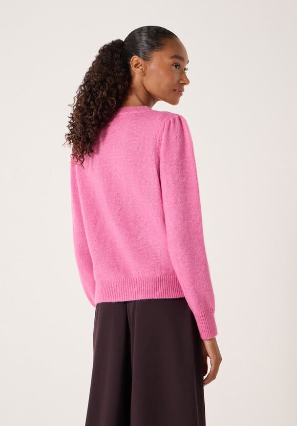 Gathered Shoulder Wool Blend Jumper