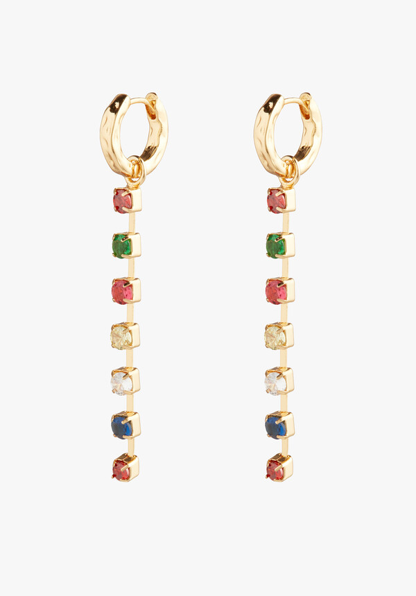 Rainbow Hoop Drop Earrings