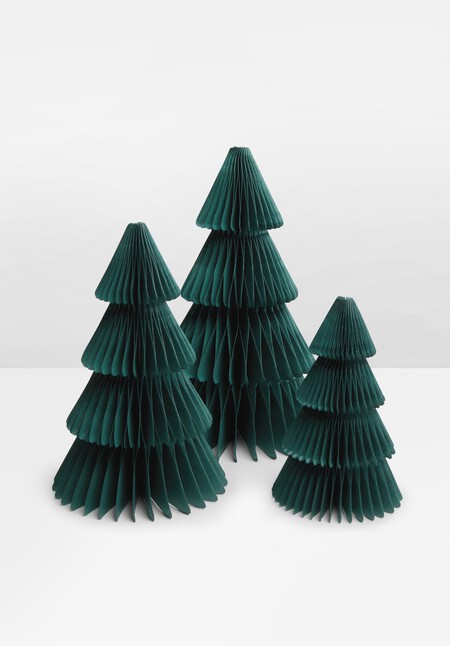 Set Of Three Paper Tree Decorations