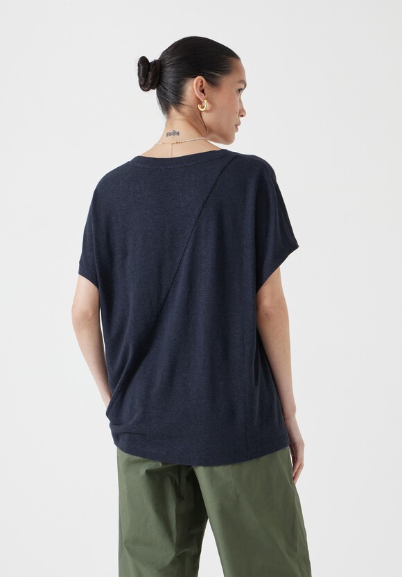 Rosalia Linen Blend V Neck T-Shirt