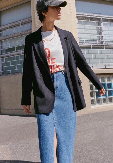 Double Breasted Pinstripe Blazer