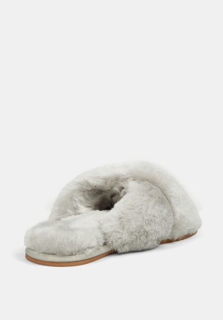 Cross Strap Shearling Slippers