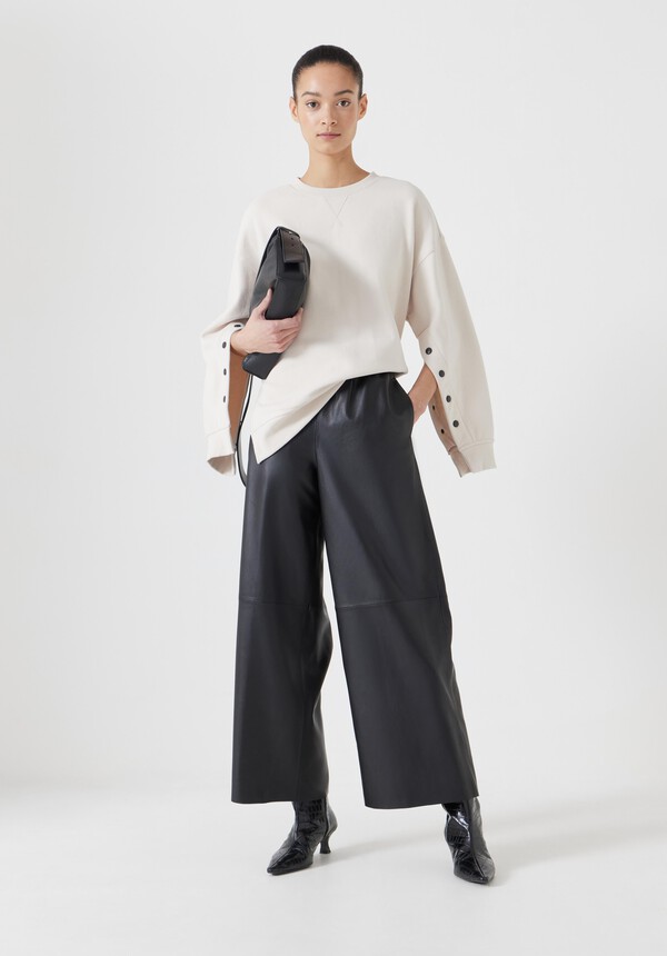 Leather Cropped Wide Leg Trousers