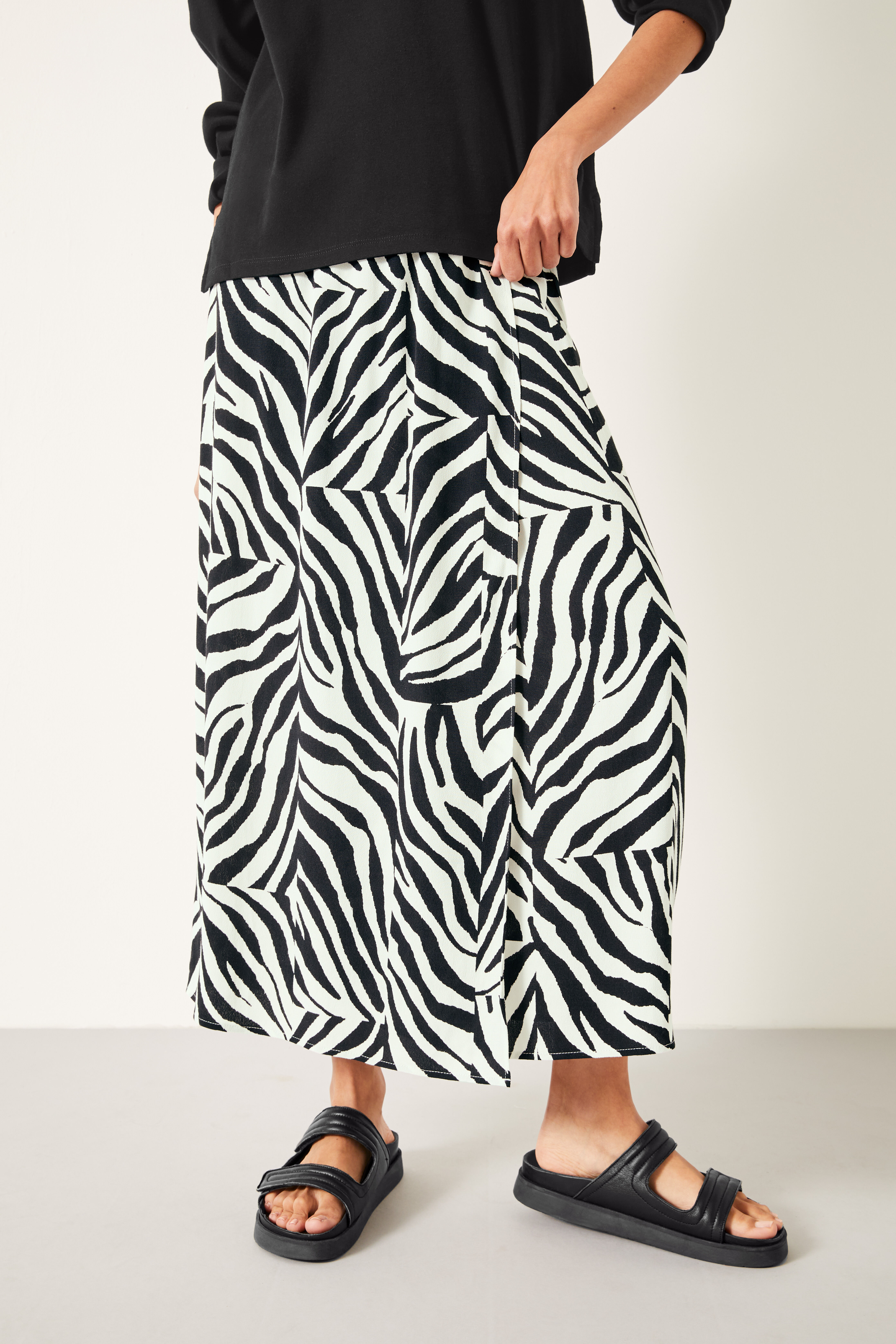 Zebra Wrap Maxi Skirt | Patchwork Zebra Black | hush