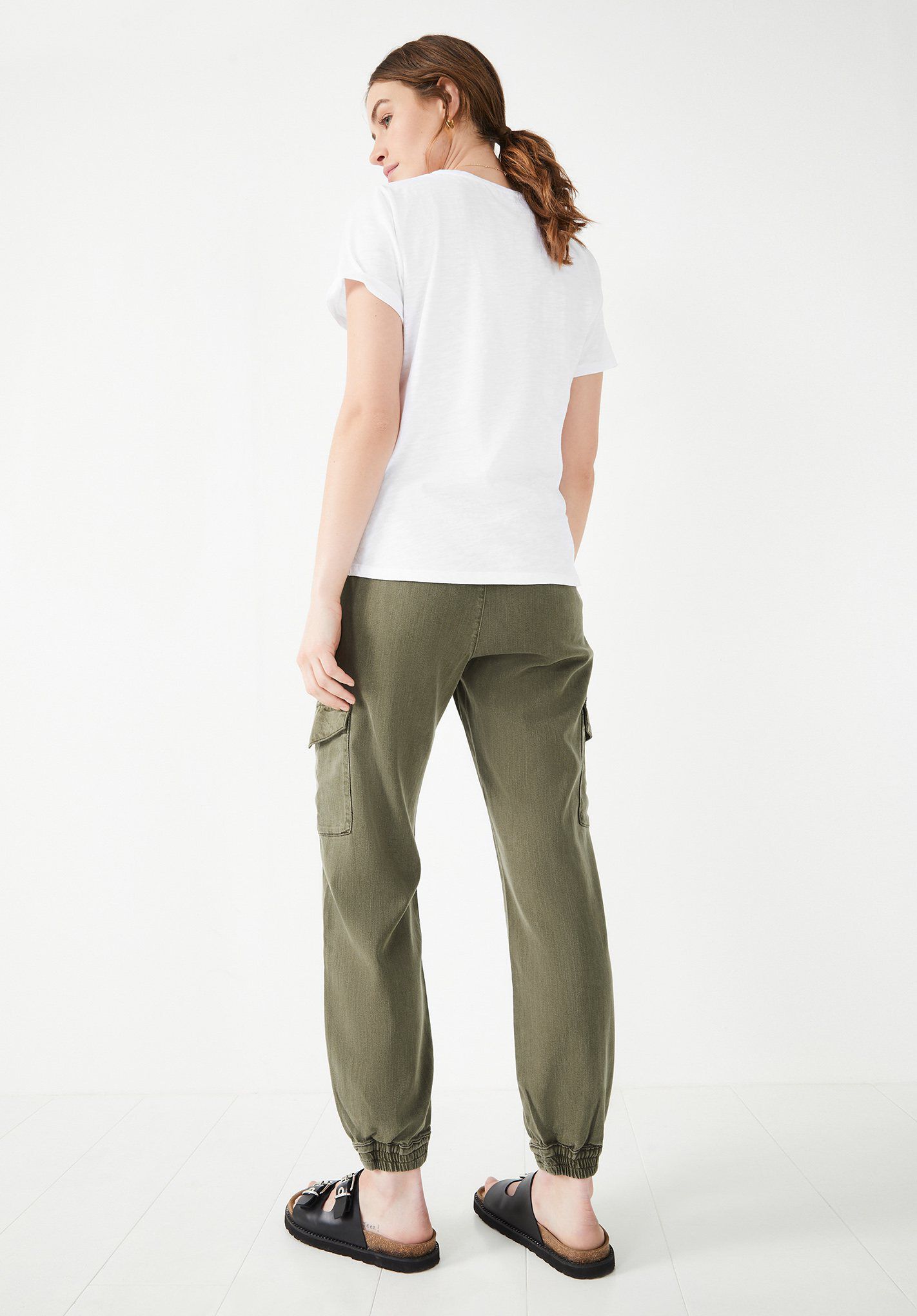 Pleat Tie Cargo Trousers  Apricot Clothing
