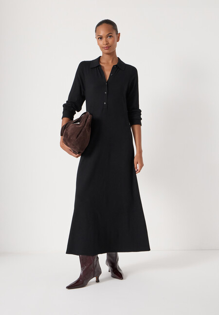 Polo Neck Knitted Midi Dress