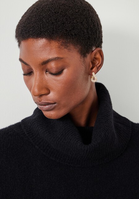 Pia Pave Twist Hoop Earrings