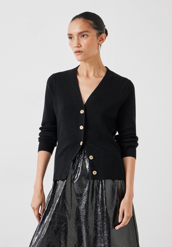 Slim Ribbed V Neck Cardigan